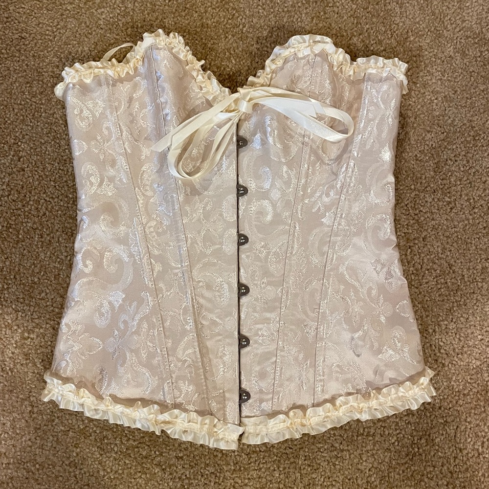 Amazon Beige Lace Up Boned Corset Bustier